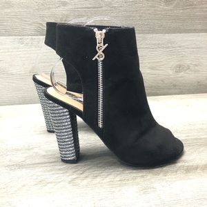 Parker & Sky Peep Toe Sparkle Heel Booties Sz 7.5